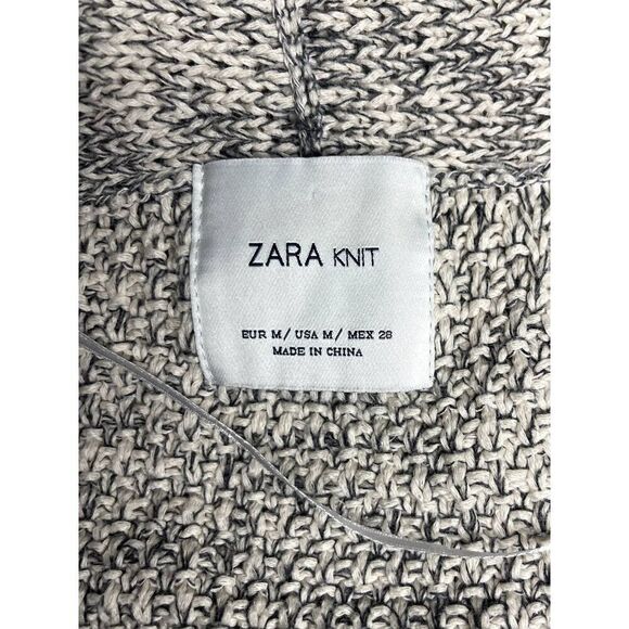 ZARA Knit oversized open knit gray white marled sweater Sz: M - Picture 3 of 4